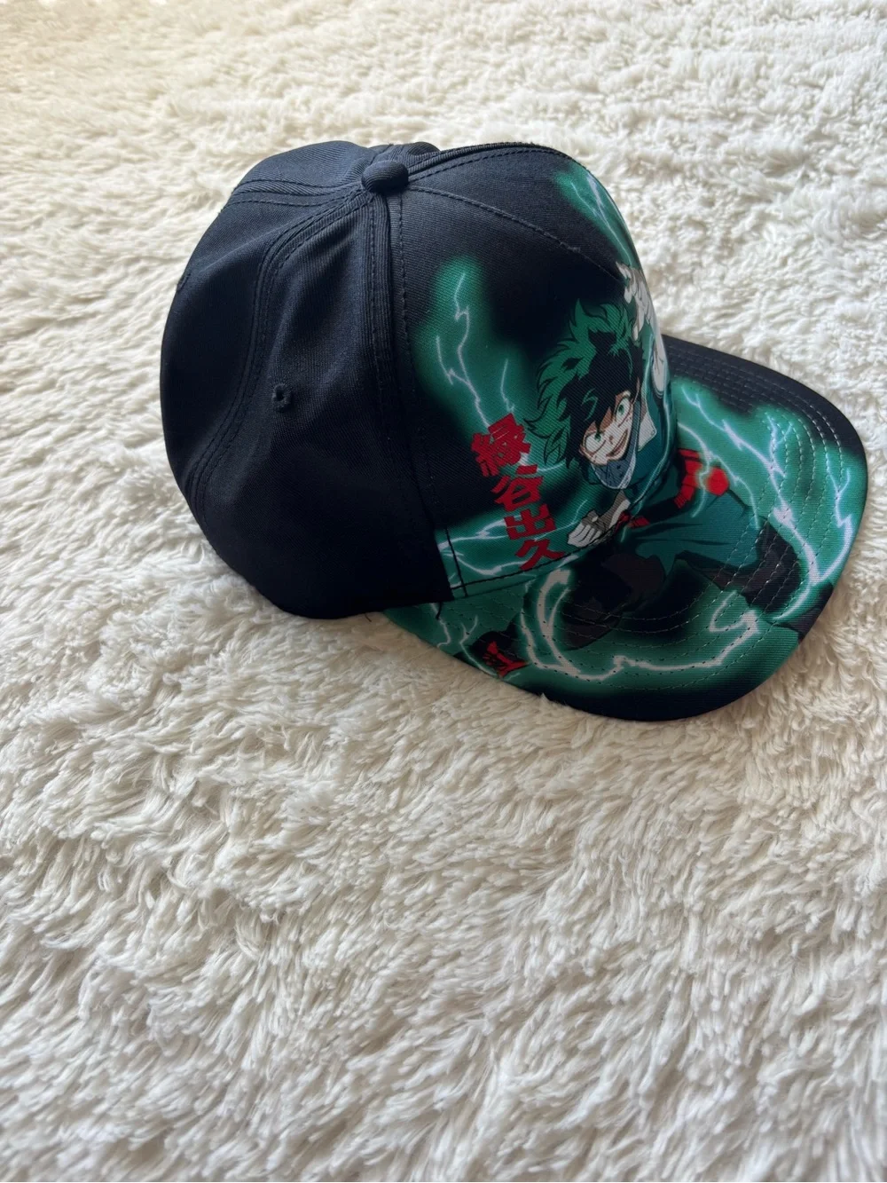 Kids Black & Green Deku Character Cap